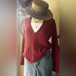 Vintage 90s y2k SONOMA scallop‎ hem pullover sweater hooded Women’s SIZE LARGE